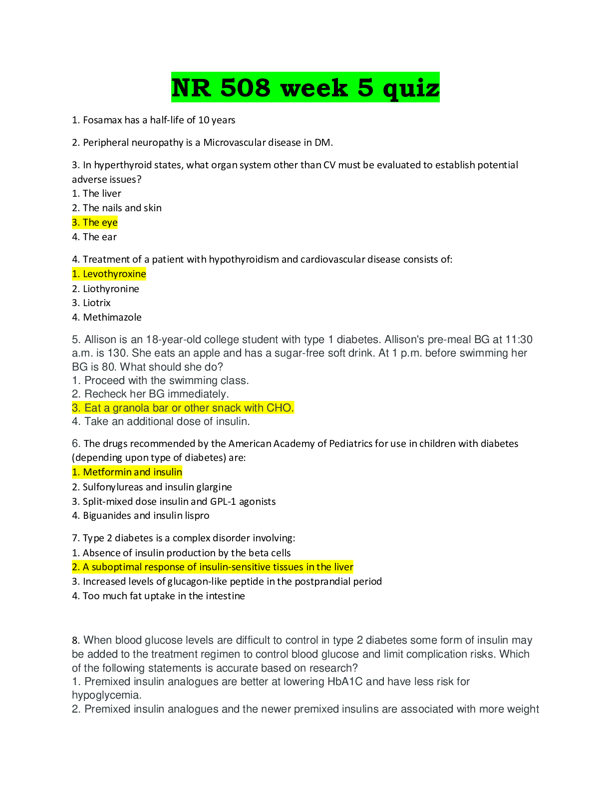 Preview image of NR 508 week 5 quiz document